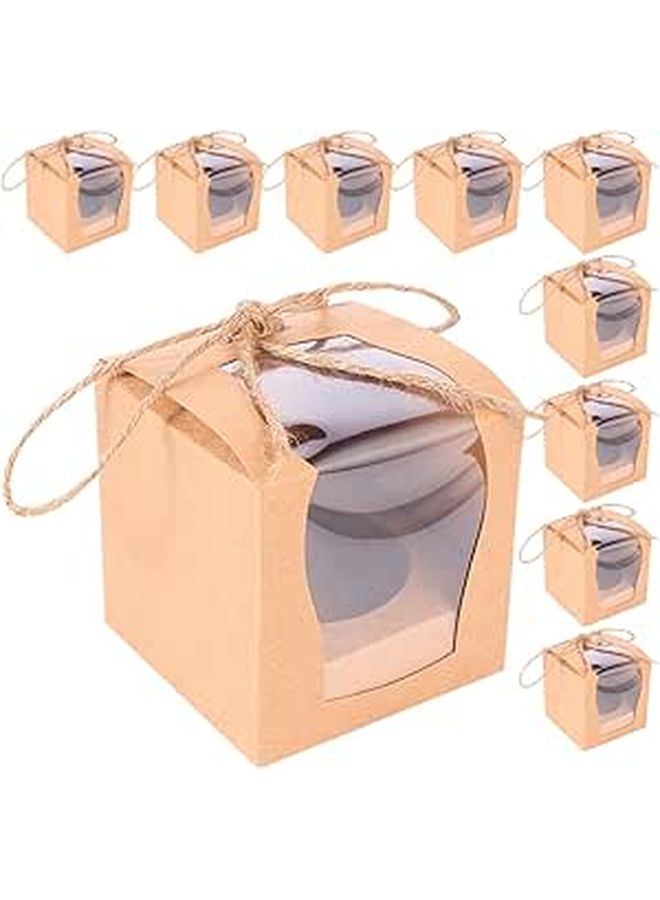 Kraft Paper Muffin Boxes With Window 10pcs For Cupcakes Wedding Favors Packaging - Image 1