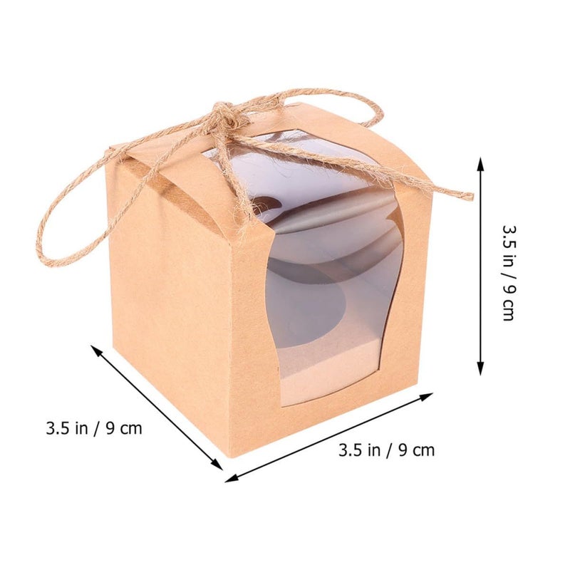 Kraft Paper Muffin Boxes With Window 10pcs For Cupcakes Wedding Favors Packaging - Image 3