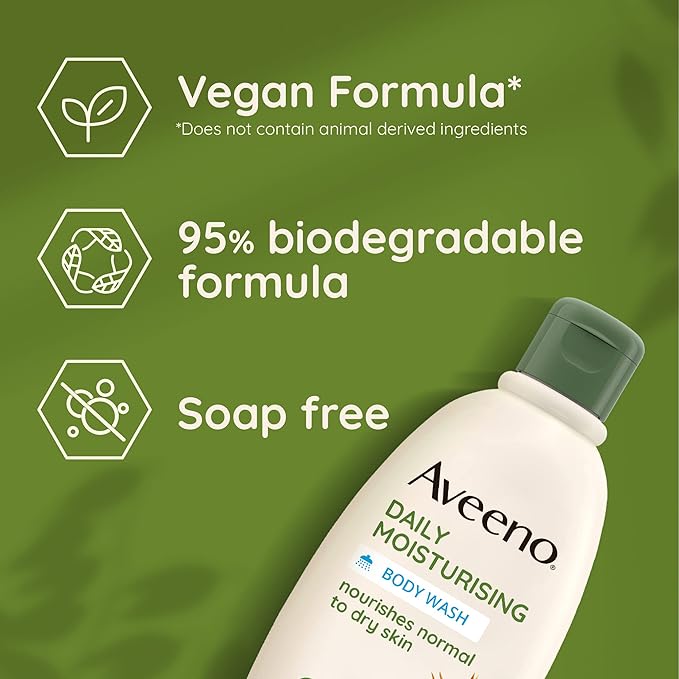 Aveeno Daily Moisturising Body Wash With Soothing Oat Suitable For Sensitive Skin Gently Cleanses and Nourishes SoapFree Lightly Scented 300ml