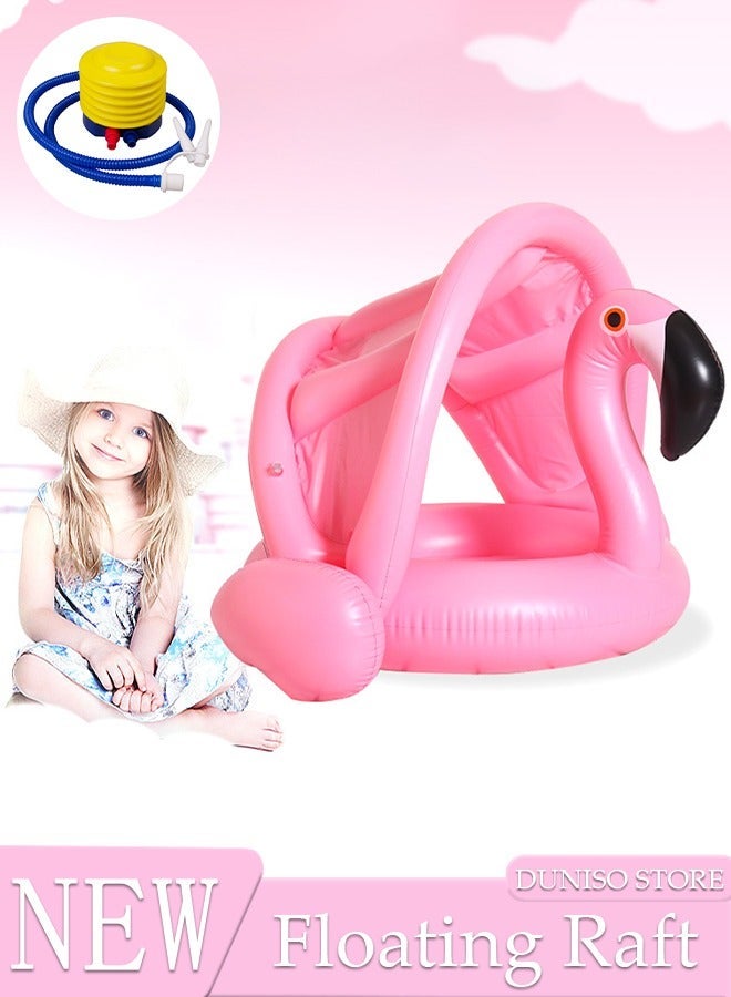 DUNISO Baby Pool Float with Sun Protection Canopy Kids Swimming Float with Safe Bottom Support and Swim Buoy Floats for Age 6-48 Months Family Summer Outdoor Party Favor Safer Swims - Image 1