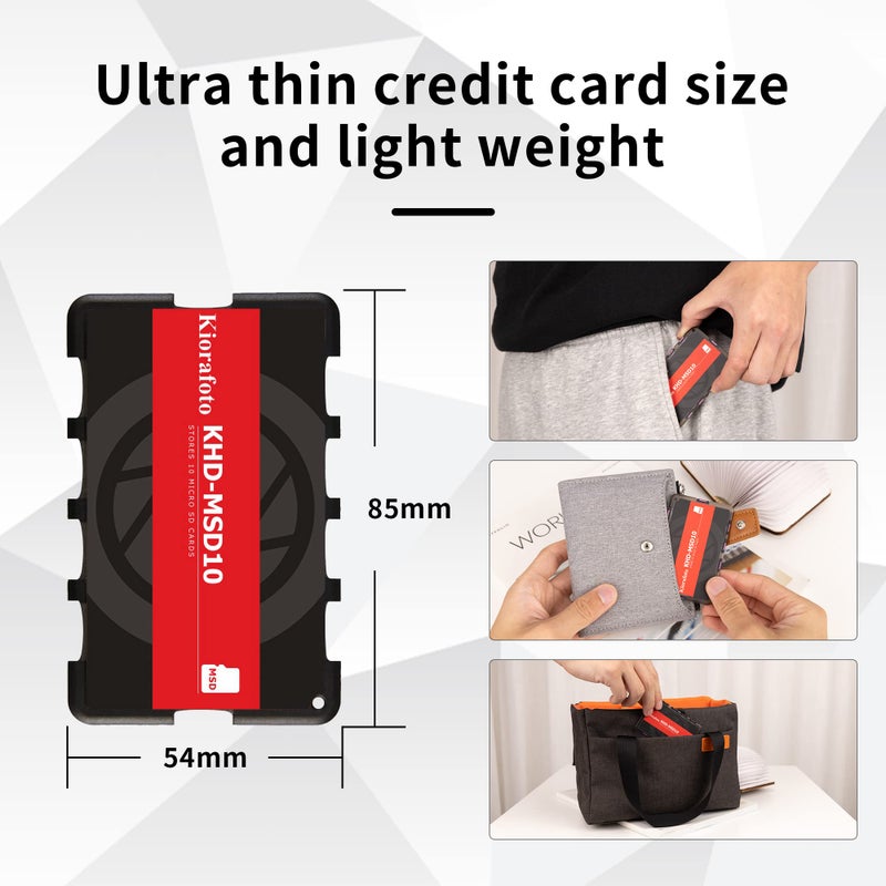 Kiorafoto KHD-MSD10 Easy Carry 10 Slots Slim Credit Card Size Lightweight Portable TF MSD Microsd Memory Card Case Storage Keeper Holder for 10 TF MSD Microsd Microsdhc Microsdxc Memory Cards Oganizer - Image 3