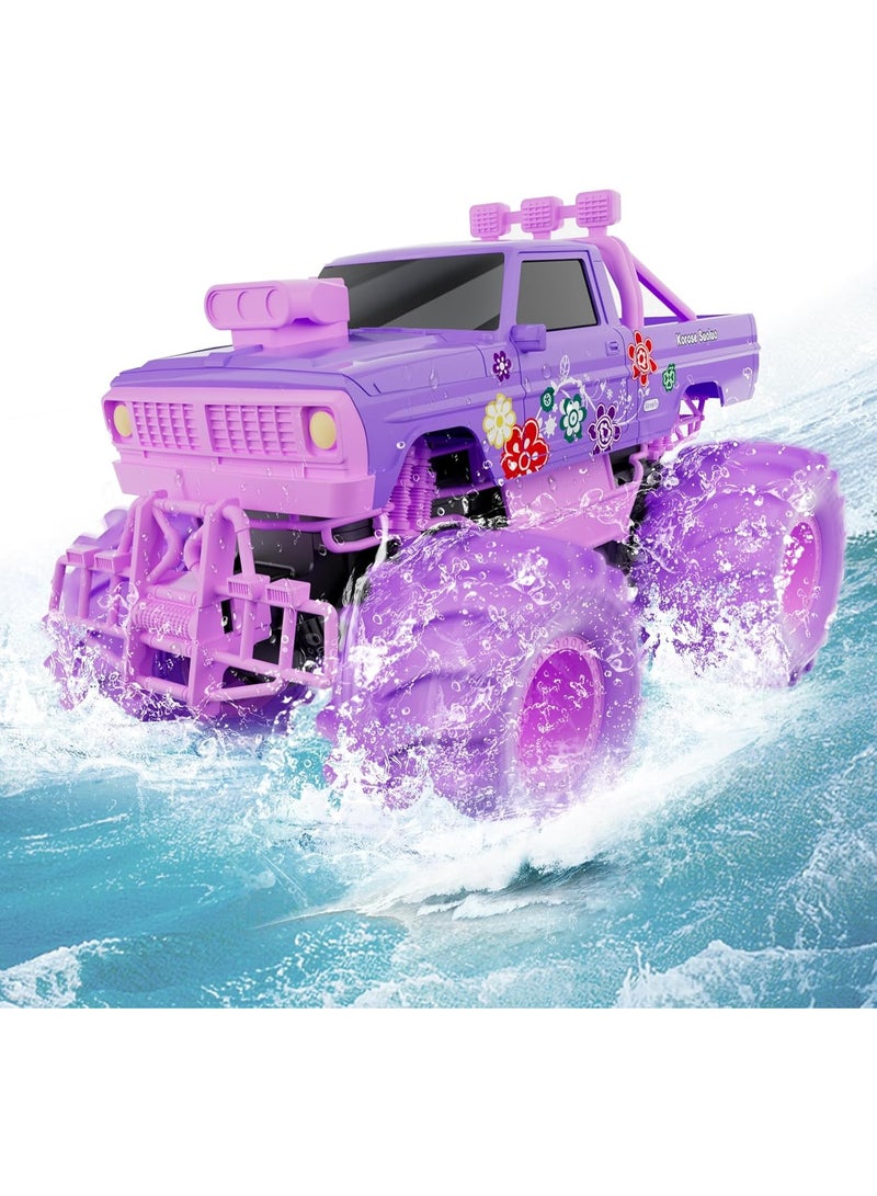كيلا شاحنة وحش للتحكم عن بعد للبنات - سيارة تسلق على الطرق الوعرة بعجلات كبيرة بمقياس 1:16، سيارات تحكم عن بعد 2.4 جيجا هرتز رباعية الدفع لجميع التضاريس مع بطاريتين قابلتين لإعادة الشحن، هدية لعبة للأولاد والبنات (أرجواني) - Image 5