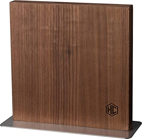 HexClad Magnetic Walnut Knife Block Holder with Strong Enhanced Magnets for Multipurpose Storage in the Home and Kitchen