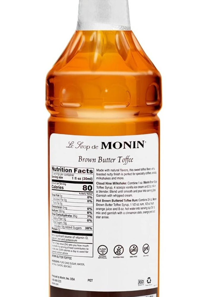 Monin Brown Butter Caramel Syrup - Premium Gourmet Syrup for Coffee, Milkshakes & Cocktails (1 Liter) - Image 2