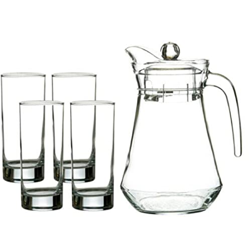 Vilon Italian Premium Jug Set of 1 with Stylish Glasses for Serving Water, Juice, Cold Drinks, and Other Drinking Bavrage, 6 Water Glass 280 Ml, Jug 1100 Ml, Color- Transparent, Clear - Image 3