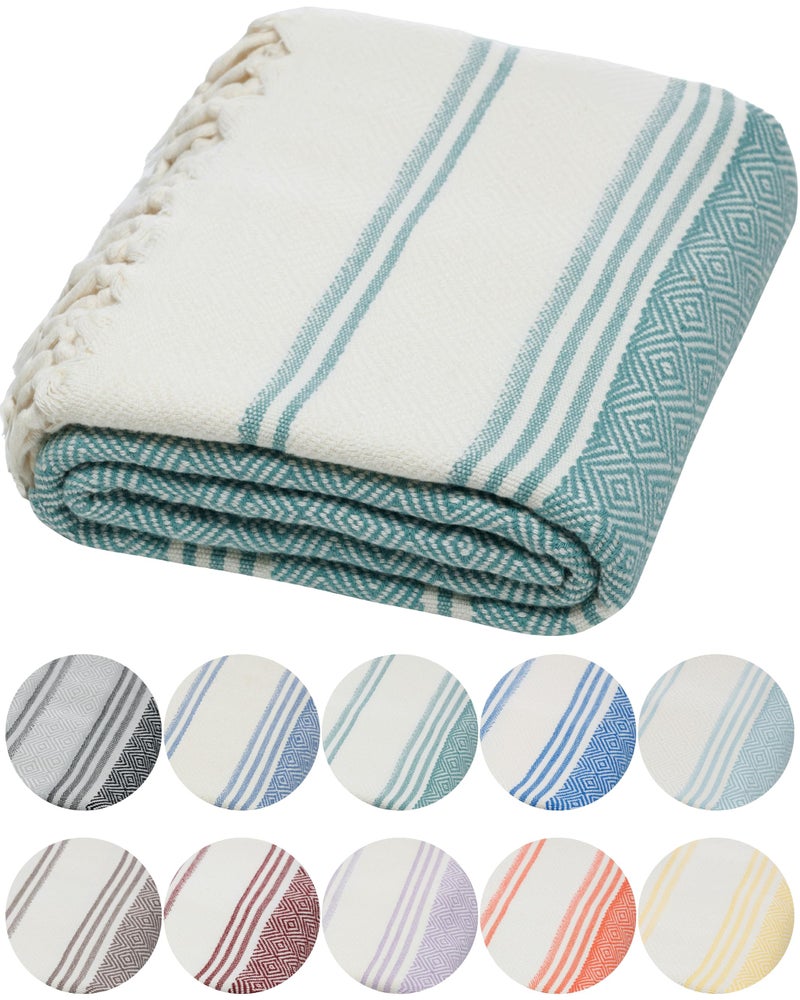 DEMMEX Organic Diamond Turkish Bath  Beach Towel  100 OekoTEX Certified Cotton UltraSoft QuickDry Lightweight Compact  Oversized Luxury Peshtemal Towel Prewashed 71x36 Sage Green