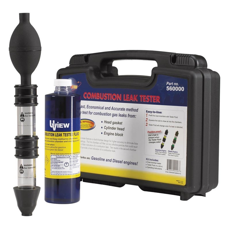 UView 560000 Automotive Combustion Leak Test Kit for Head Gaskets, Cylinder Heads and Engine Block Leaks, Gas/Diesel Engines, Dual-Chamber Tester Filters Alkaline Particles, 16oz Testing Fluid - Image 2