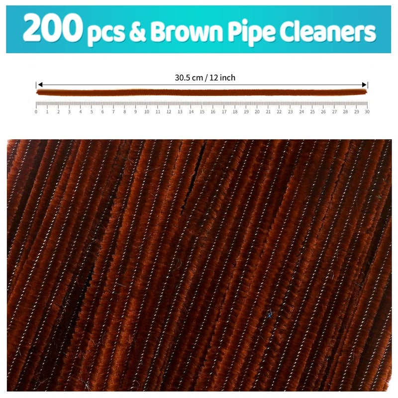 IOOLEEM Iooleem 200pcs Brown Pipe Cleaners, Chenille Stems, Pipe Cleaners for Crafts, Pipe Cleaner Crafts, Art and Craft Supplies.  - Image 2