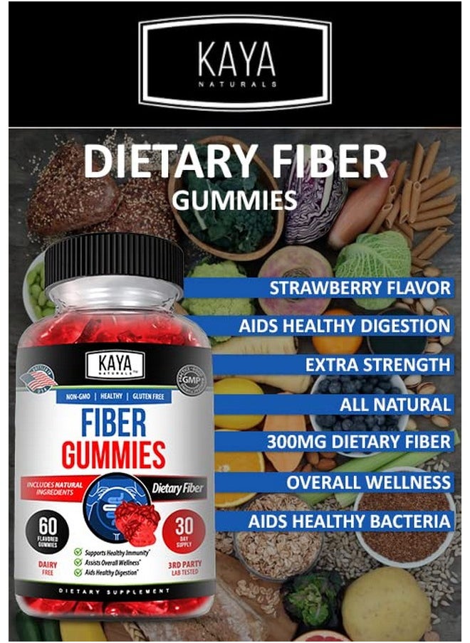 Kaya Naturals - Fiber Gummies (60 Gummies) ; Adult Dietary Fiber For Men And Women ; High Fiber Supplement Gummies For Digestive Health ; Immunity Boost And Gut Health Supplements For Women And Men - Image 1