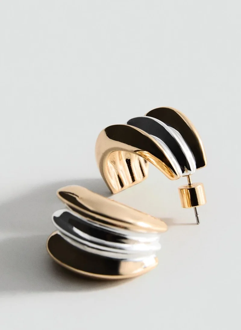 مانجو Hoop Earrings With Two-Tone Relief