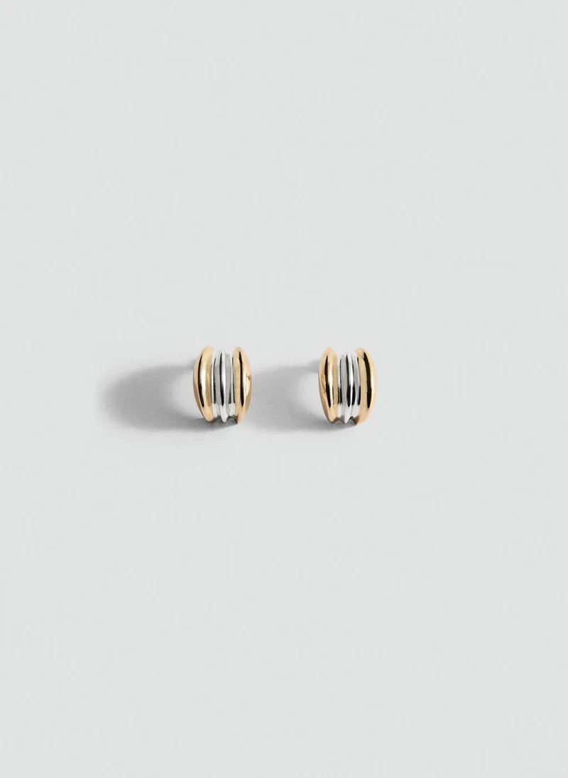 مانجو Hoop Earrings With Two-Tone Relief