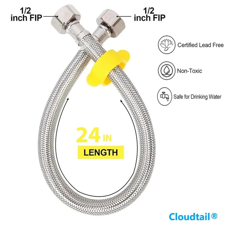 Cloudtail Cloudtail Connection PipeReplacement TubeHoseFlexibleLight Weight With BoltIdeal For KitchenBathroomHealth FaucetGeyserRo PourifierMaterial Stainless SteelColorSilverSize 24Set Of 2  - Image 3