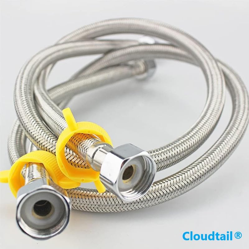 Cloudtail Cloudtail Connection PipeReplacement TubeHoseFlexibleLight Weight With BoltIdeal For KitchenBathroomHealth FaucetGeyserRo PourifierMaterial Stainless SteelColorSilverSize 24Set Of 2  - Image 2