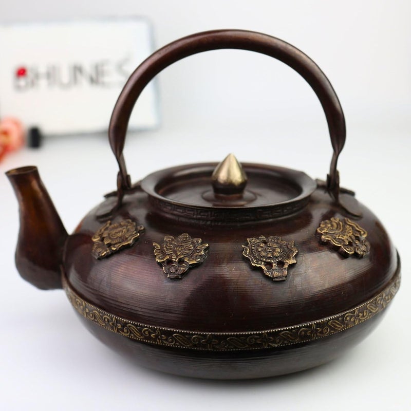 Bhunes Bhunes Brass Surahi Kettles Vintage Ewer Pitcher Pot Jug Handcrafted Decorative Gift Home Dcor Capacity 400MlBrown 6 Inch 1 Piece  - Image 1