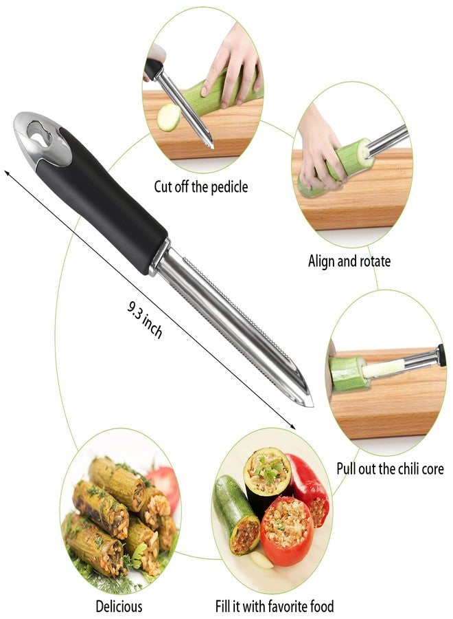 Openfly Vegetable and Fruit Corer Tool Set - 6 Pcs Stainless Steel Jalapeno Pepper Corer, Pitter, Tomato Remover, Cherry Pitter, Zucchini Seed Remover - Image 3