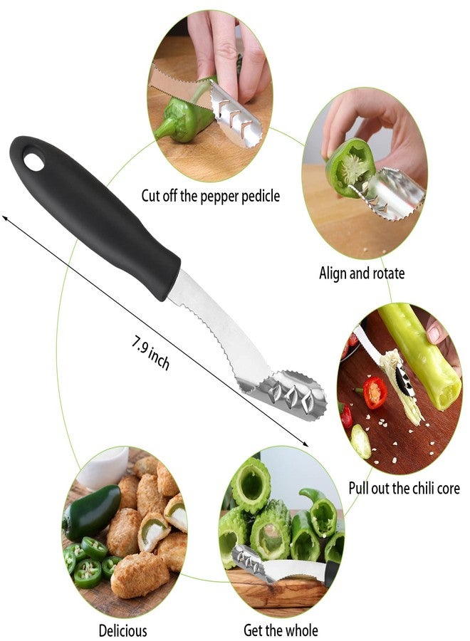 Openfly Vegetable and Fruit Corer Tool Set - 6 Pcs Stainless Steel Jalapeno Pepper Corer, Pitter, Tomato Remover, Cherry Pitter, Zucchini Seed Remover - Image 2