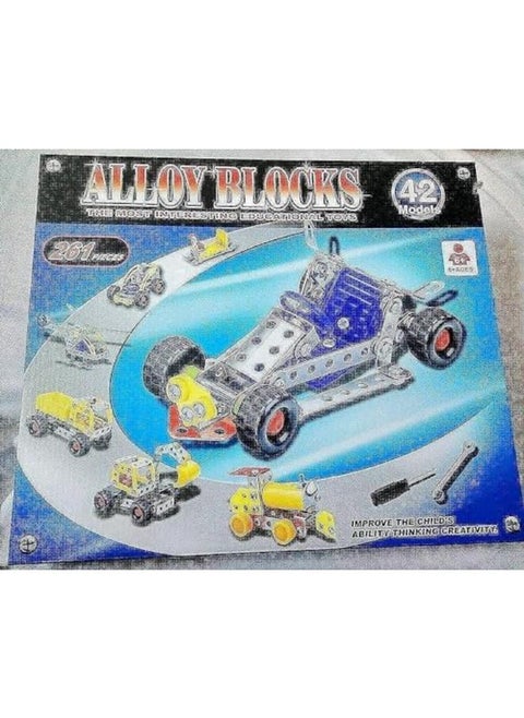 alloy blocks Meccano Metal to Make 42 Different Shapes - 261 Pieces