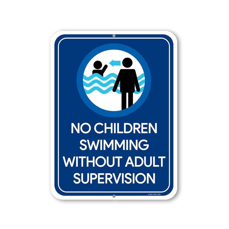 Honey Dew Gifts Honey Dew Gifts , No Children Swimming Without Adult Supervision, 9 inch by 12 inch, Tin Plate, Pool Safety Sign, Pool  - Image 2
