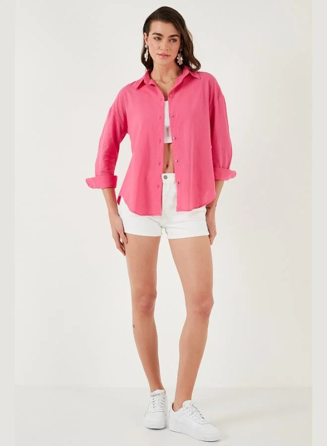 Lela Lela Cotton Regular Fit Long Sleeve Plain Shirt Women's SHIRT CF25S168305