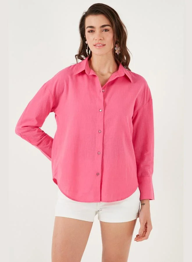 Lela Lela Cotton Regular Fit Long Sleeve Plain Shirt Women's SHIRT CF25S168305