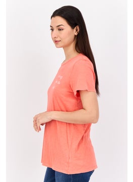 Aerie Women Round Neck Short Sleeve Graphic Print T-Shirts, Patel Red  - Image 2