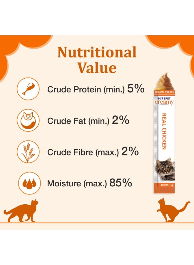 PUREPET علاجات القطط الكريمية القابلة للّعق من بيوربيت، دجاج حقيقي 360 جرام - Image 5