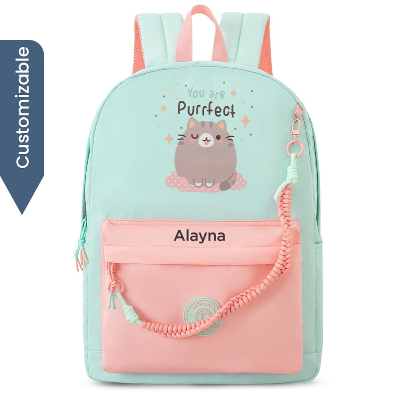 Eazy Kids Personalized 16.5” School Backpack with Laptop Compartment – Lightweight Design, Purrfect Dreams - Image 1