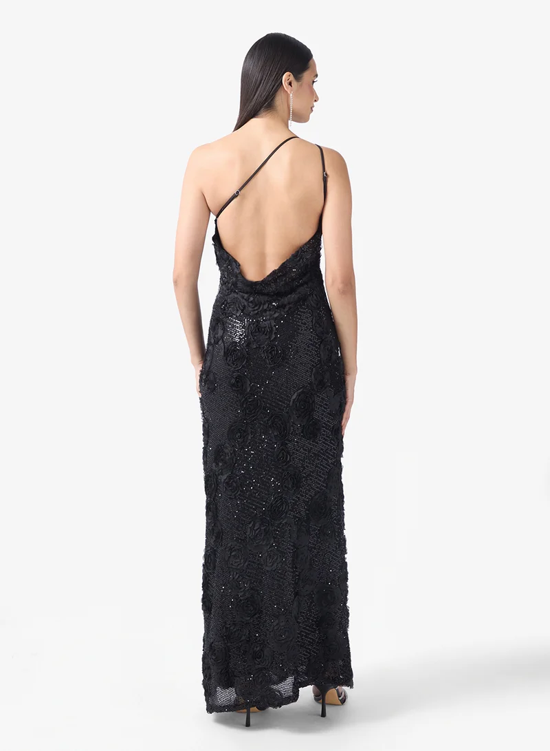 تي اف ان سي فستان ماكسي بكتف واحد مرصع بالترتر