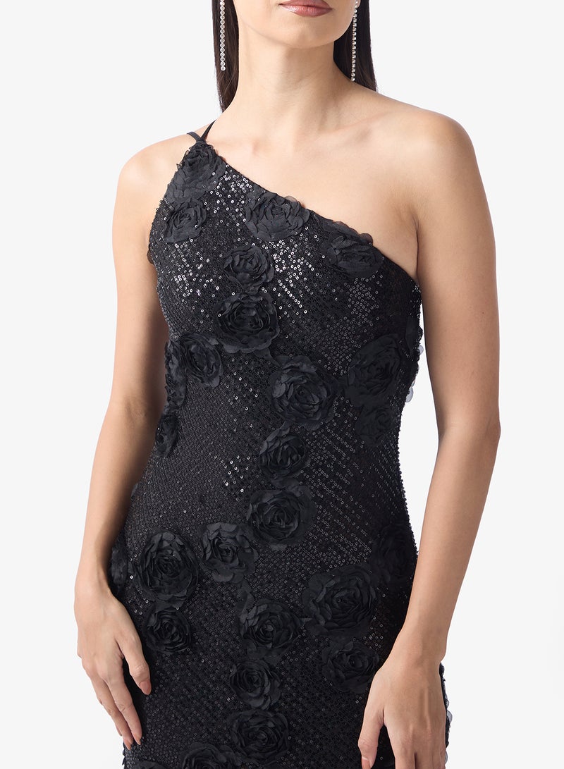 TFNC Sequin One Shoulder Maxi Dress - Image 3