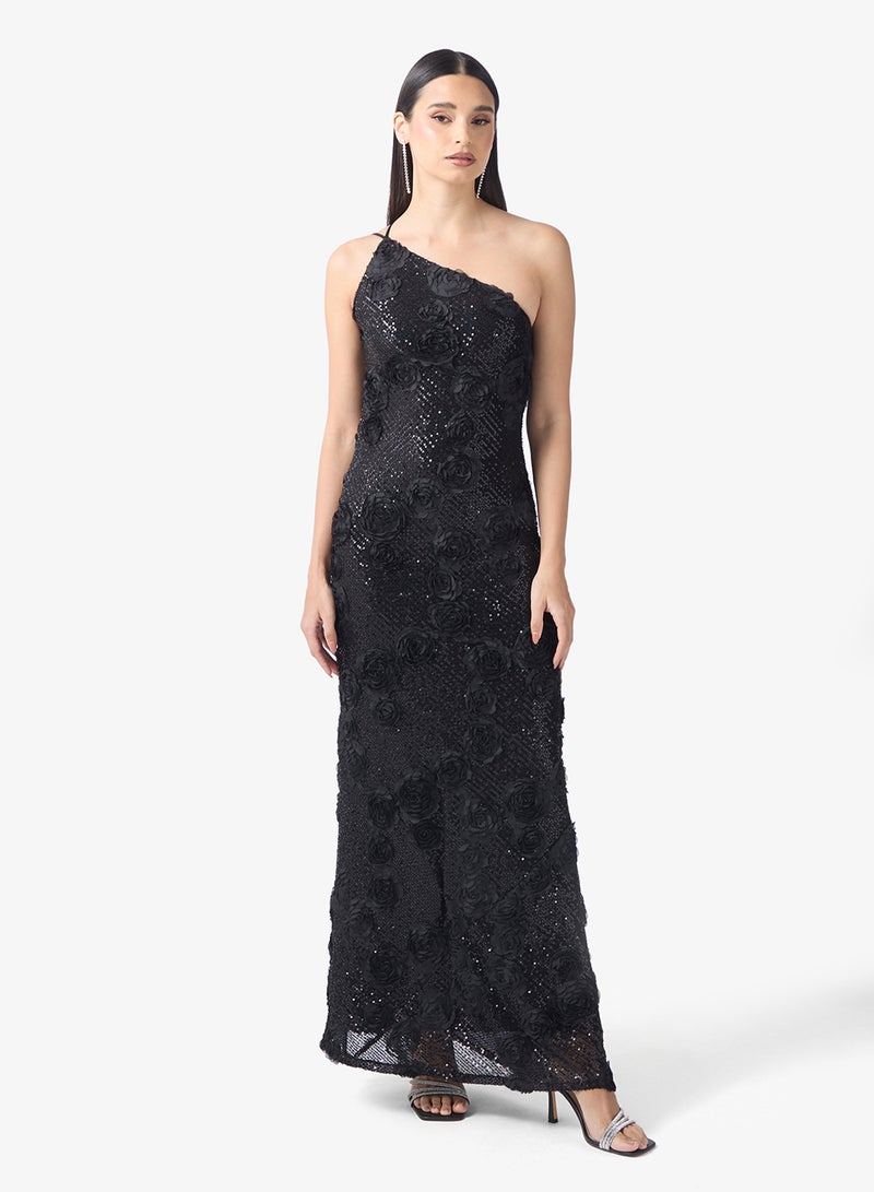 TFNC Sequin One Shoulder Maxi Dress - Image 4