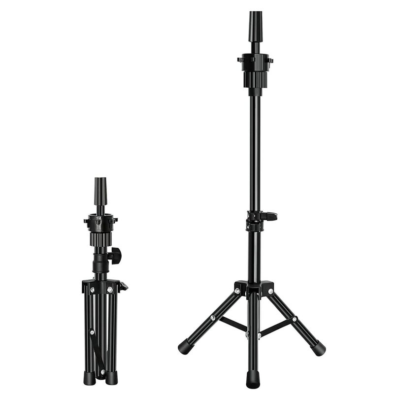 FUTAI Wig Stand Tripod for Hairdresser Practice Style Display Human Hair Mannequin Head Manikin Cosmetology Doll Training Head Mini Adjustable Metal Holder