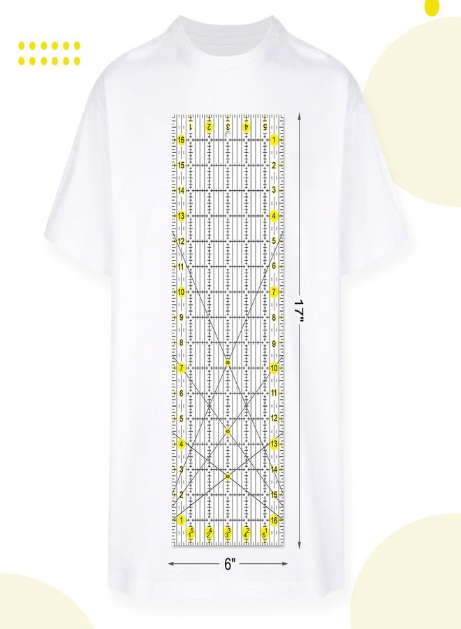VPVPV Acrylic Quilters Ruler, Sewing Ruler, 8 Piece Quilting Rulers, Non Slip Rings 25 Pieces (6"x17",3"x17",2"x16",1.5"x12",1"x12",1"x6",6"x3")。 - Image 2