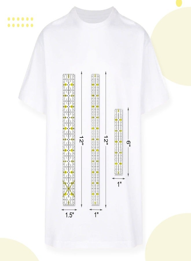 VPVPV Acrylic Quilters Ruler, Sewing Ruler, 8 Piece Quilting Rulers, Non Slip Rings 25 Pieces (6"x17",3"x17",2"x16",1.5"x12",1"x12",1"x6",6"x3")。 - Image 5