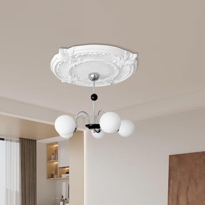 1PACK SPLIT LIGHTING PU CEILING 3D MODELING CEILING COVER PLATE CEILINGFAN MEDALLION HOME 12 INCH OD X 8.71 INCH ID - Image 3