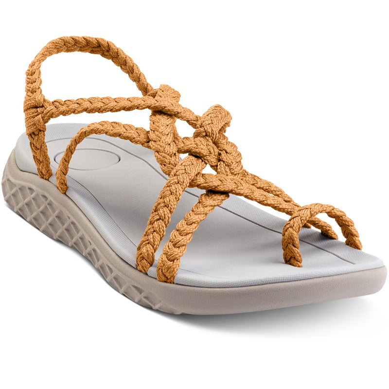 Plaka Explore Hiking Sandals for Women, Arch Support women's Walking Sandals with Adjustable Straps, Waterproof Strappy Sandals for Beach, poolside and Travel|Sand Yellow, size 9 - Image 1