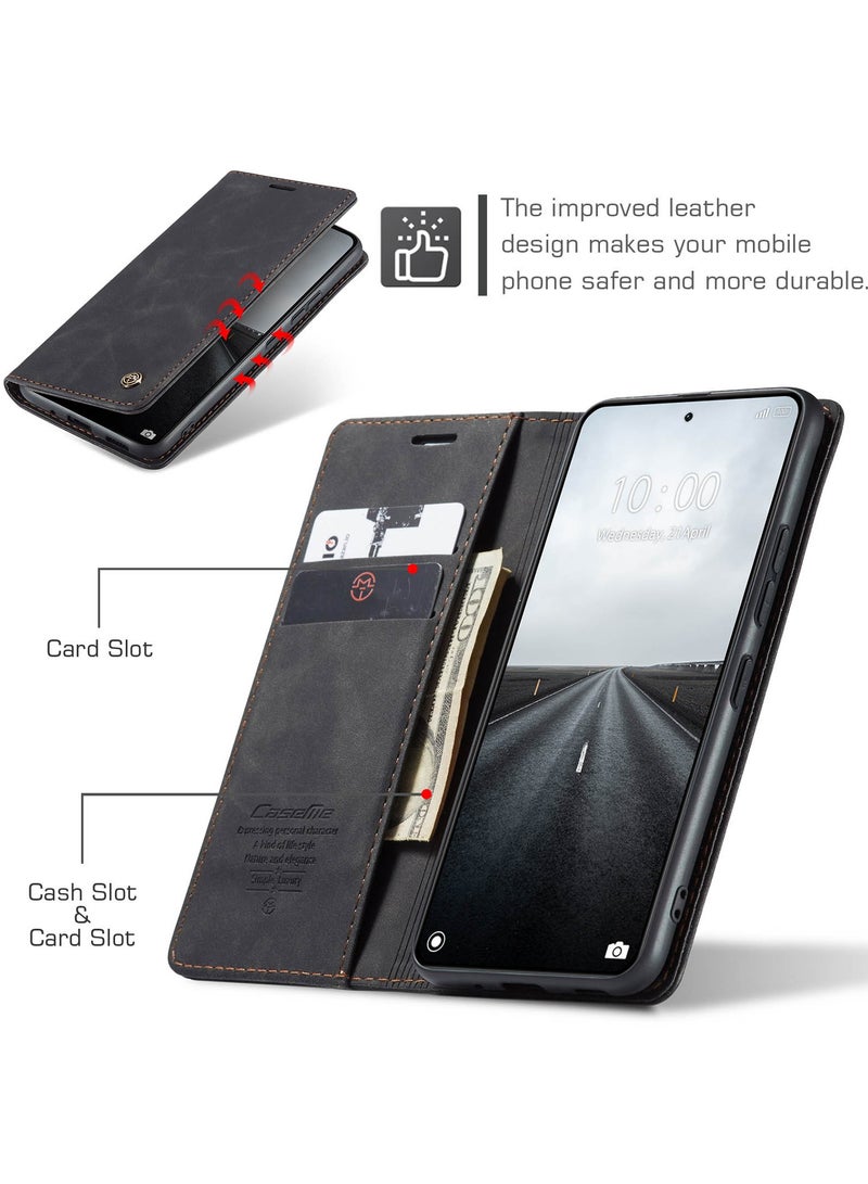 CaseMe For Xiaomi 14T Pro Cover, Magnetic Adsorption Full Body Shockproof Protective Flip Cover, PU Leather Hidden Stand Wallet Case - Image 2