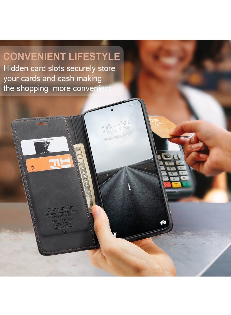 CaseMe For Xiaomi 14T Pro Cover, Magnetic Adsorption Full Body Shockproof Protective Flip Cover, PU Leather Hidden Stand Wallet Case - Image 4