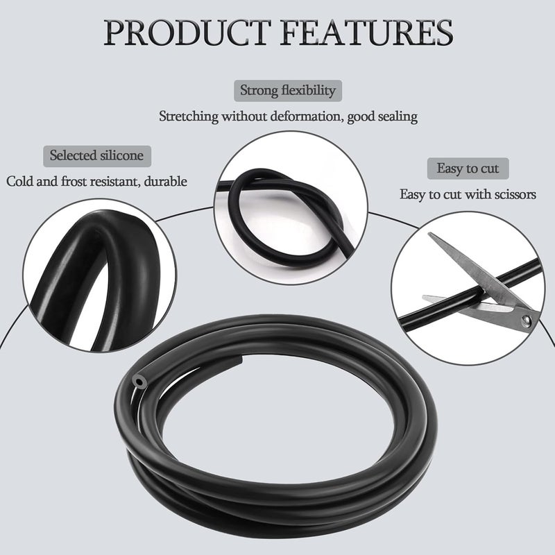vvag 10 FT Vacuum Hose Automotive, Tubing Hose Silicone Pipe Vacuum Hose Kit Vacuum Tubing Hose Line Replacement Car Accessories for Car Truck SUV(Black) (5/16 Inch) - Image 4