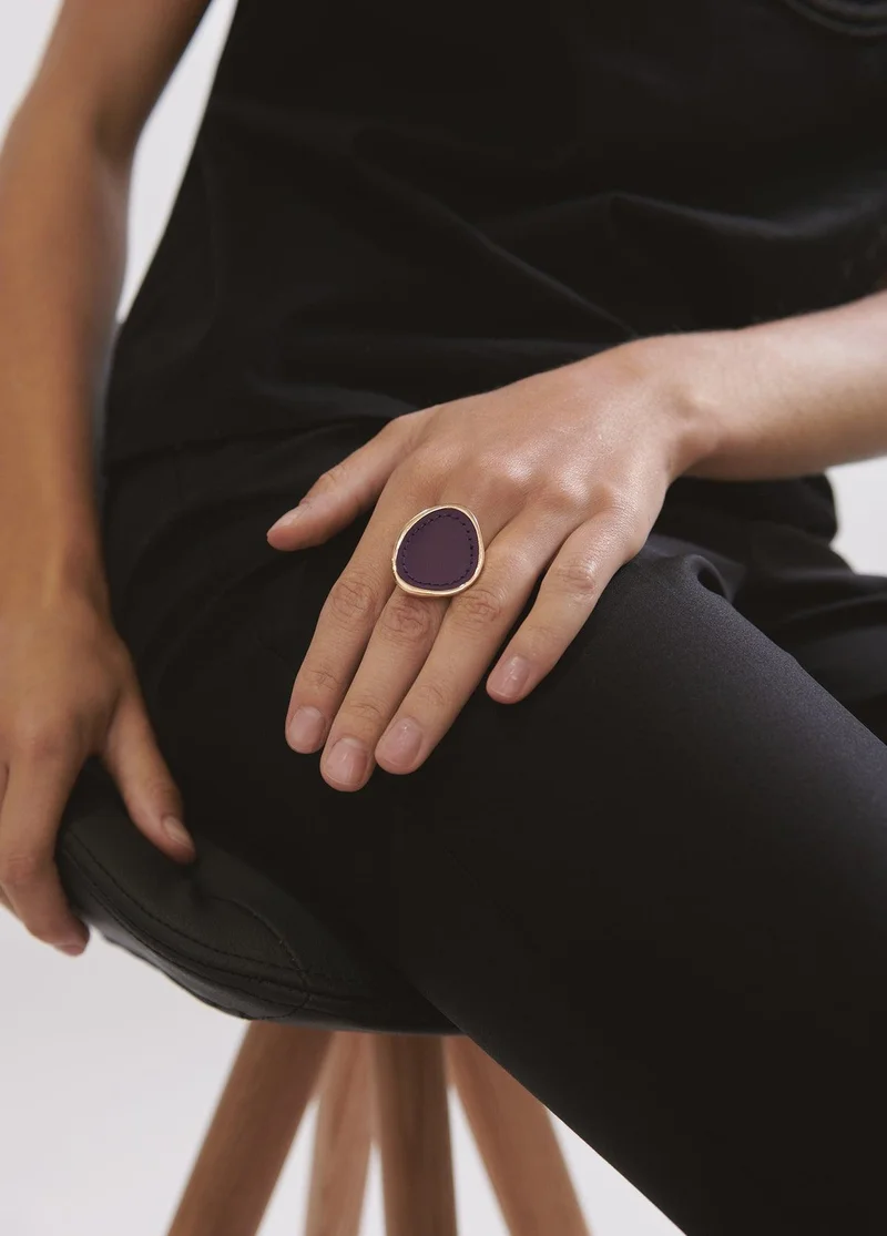 Lola Casademunt Gold Ring With Faux Leather