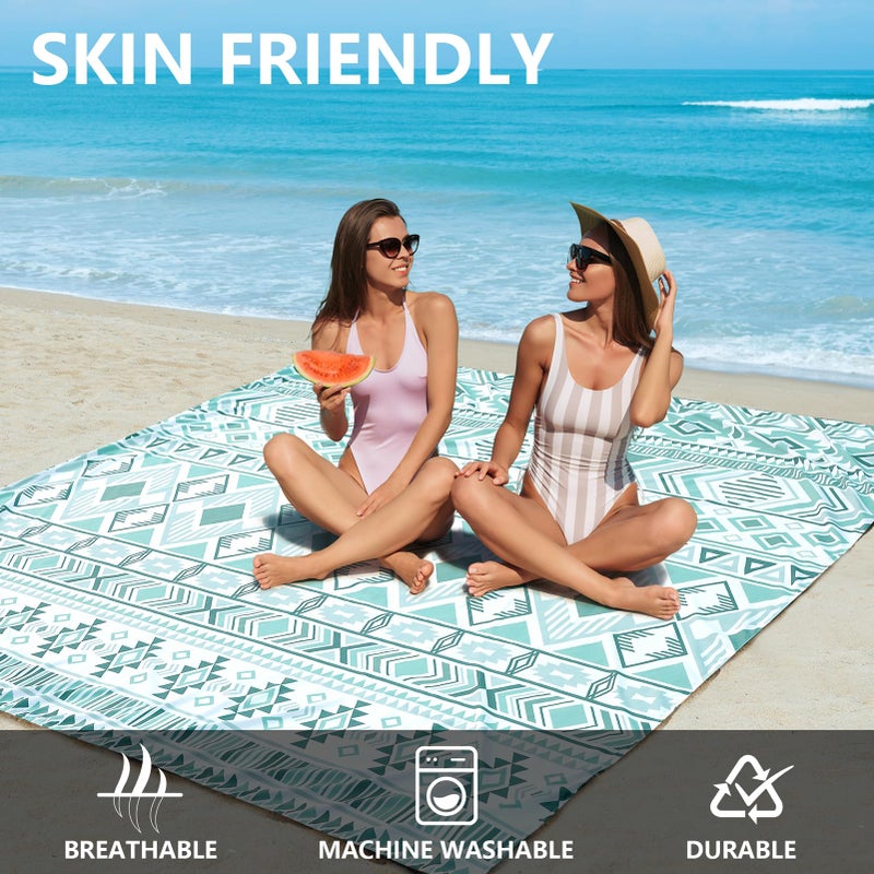 WIWIGO Beach Blanket Waterproof Sandproof Beach Mat 79" X 83"/10'x9'for 2-8 Adults Quick Drying Outdoor Picnic Mat Beach Accessories for Travel, Camping, Hiking - Image 4