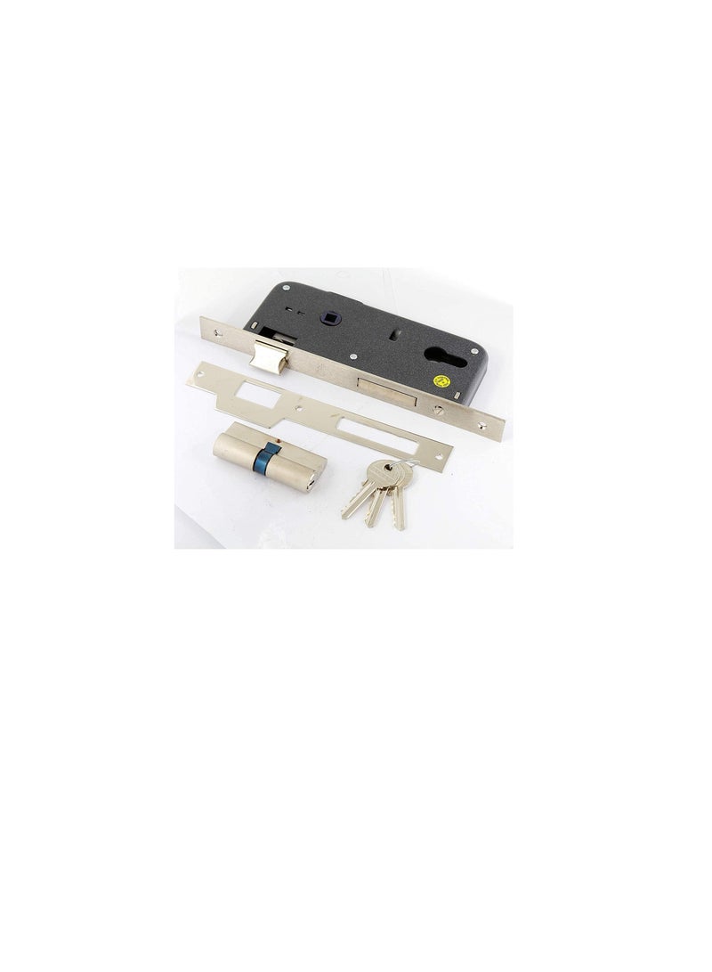 روبستلاين ROBUSTLINE Door Lockset (مقبض و Lockbody) | 85 ملم إلى المركز | اللون الفضي والأسود - Image 3