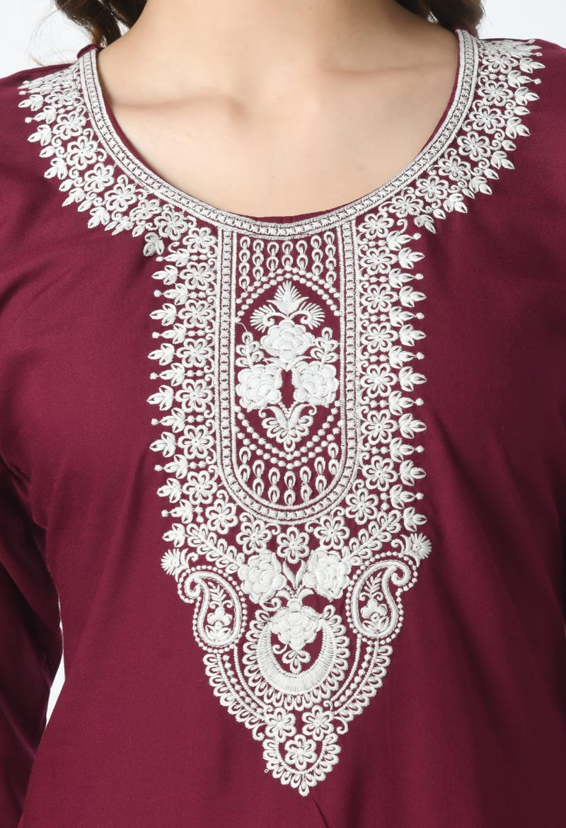LIBOZA Store LIBOZA Short Kurti for Women – Lakhnowi Chikankari Embroidered Ladies Kurta, Stylish Girls Top, Ethnic Half Kurtas, Tunic Design Woman Kurtis Purple - Image 3