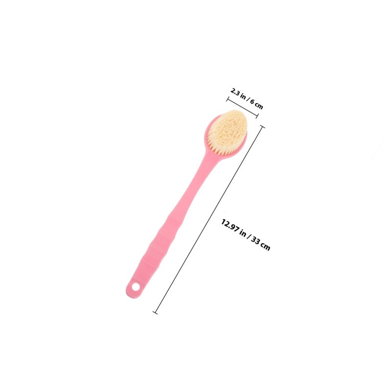 Pink Handle Long Bath Brush Back Scrubber Body Exfoliating Shower Brush For Skin Massage - Image 3