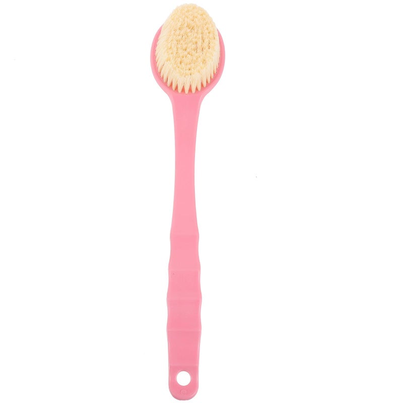 Pink Handle Long Bath Brush Back Scrubber Body Exfoliating Shower Brush For Skin Massage - Image 2
