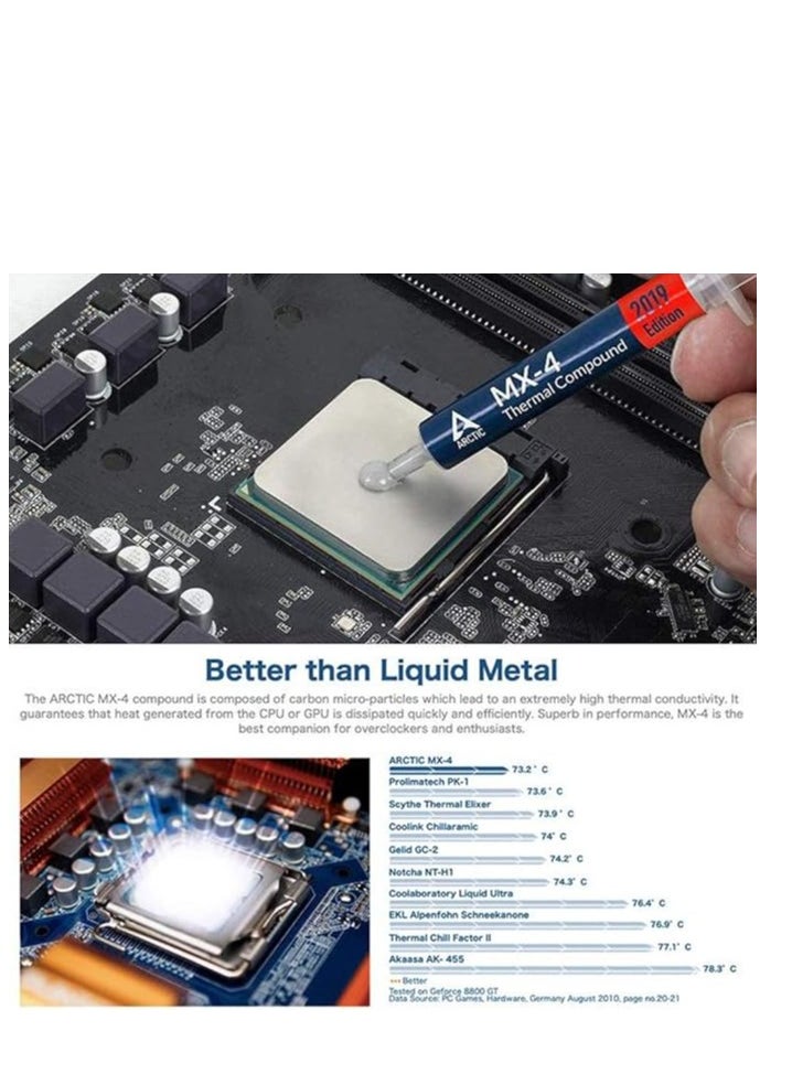 Generic - MX-4 CPU Grease, 4g High Thermal Grease, Improved Thermal Diffusion Efficiency for CPU/GPU, Low Thermal Resistance, Low Viscosity, Long Term Non-Cure, Non-Conductive, - Image 1