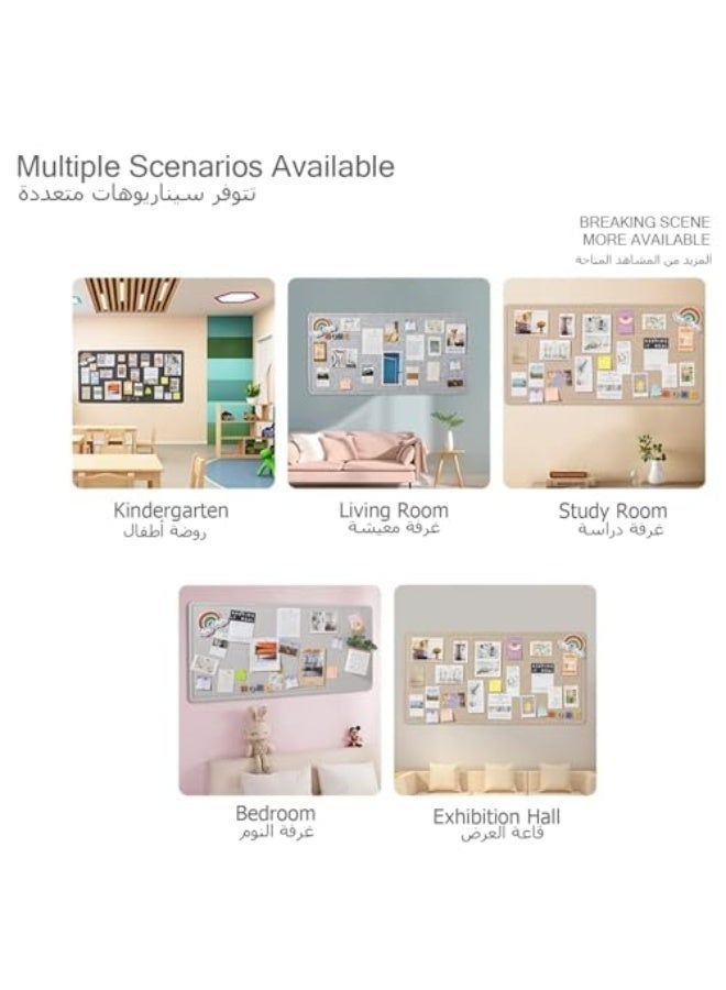 Arabest Foldable Large Felt Bulletin Board, Folding Cork Board Alternative, Cork Board Alternative for Wall, Decorative Picture Framed Display Board with 20 Rose Pins,(60*120cm) - Image 4