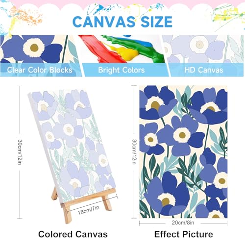 JULOUYN 4 Pack Paint by Numbers Kit for Adults with Framed Simple Flowers Easy Paint by Number Kits On Canvas with Wooden Easel Floral Painting by Numbers for Beginner Gift Home Decor 8x12 in - Image 3