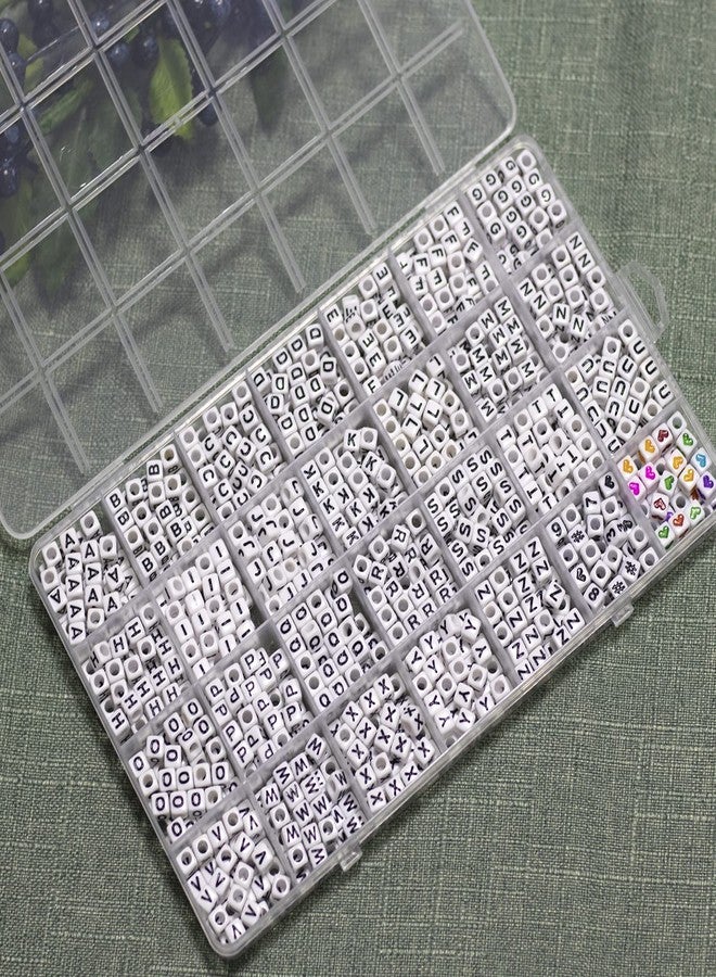 MELIUS Acrylic Square Letter Beads, 1120Pcs 6x6mm in Alphabetical Order A-Z with Numbers Colorful Hearts Cube Beads for Jewelry Making, DIY Necklaces, Key Chains, Bracelets - Image 4