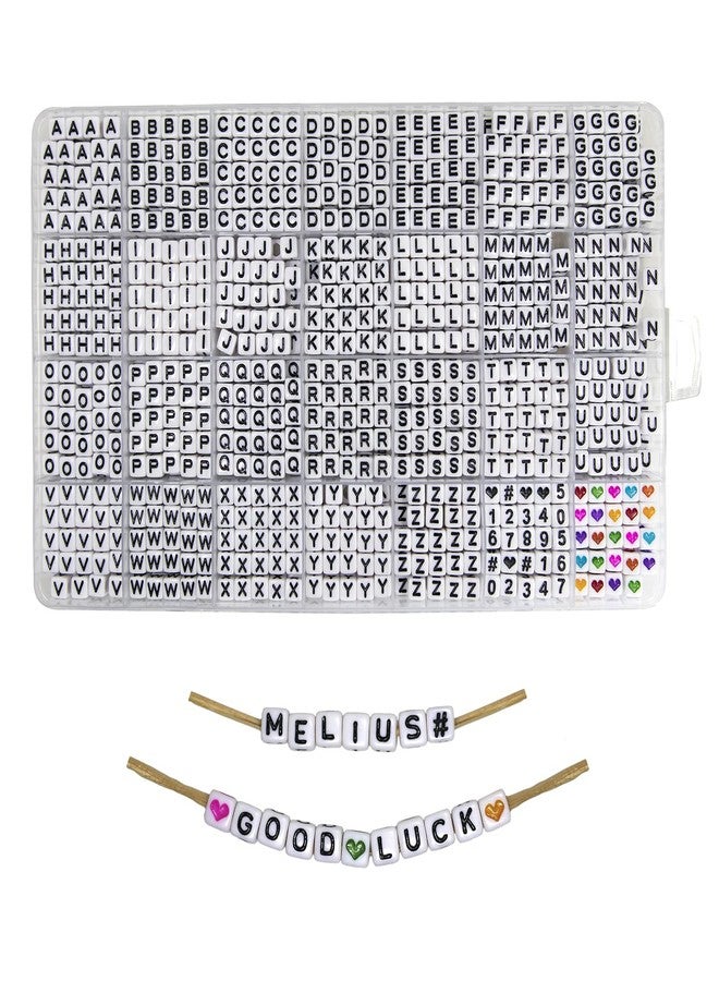 MELIUS Acrylic Square Letter Beads, 1120Pcs 6x6mm in Alphabetical Order A-Z with Numbers Colorful Hearts Cube Beads for Jewelry Making, DIY Necklaces, Key Chains, Bracelets - Image 1