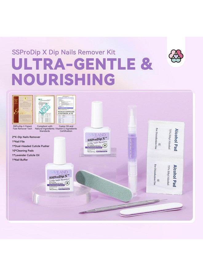 SAVILAND Dip Powder Remover 2 Pcs: Professional Dip Nail Remover Kit Gentle & Safe Remove Dip Nails With Cuticle Oil Nail File Tools Gel Polish Remover No Need Soaking Or Wrapping 0.5 Floz Home Use - Image 5